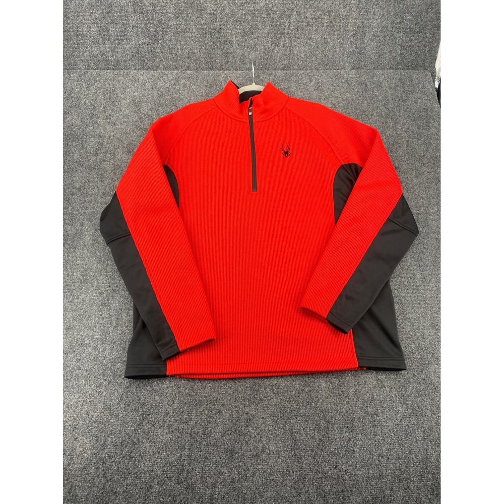 Spyder Core Sweater 1/4 Zip Pullover Mens XL Red Black Fleece Lined Ski Jacket